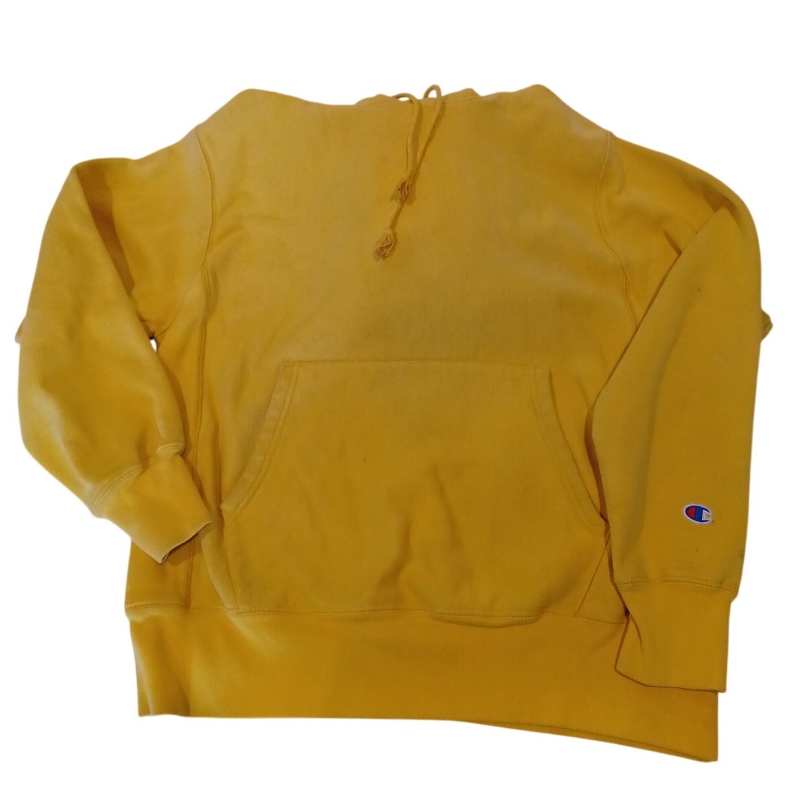 Champion Unisex Hoodie - Yellow - Size Medium - Great Condition