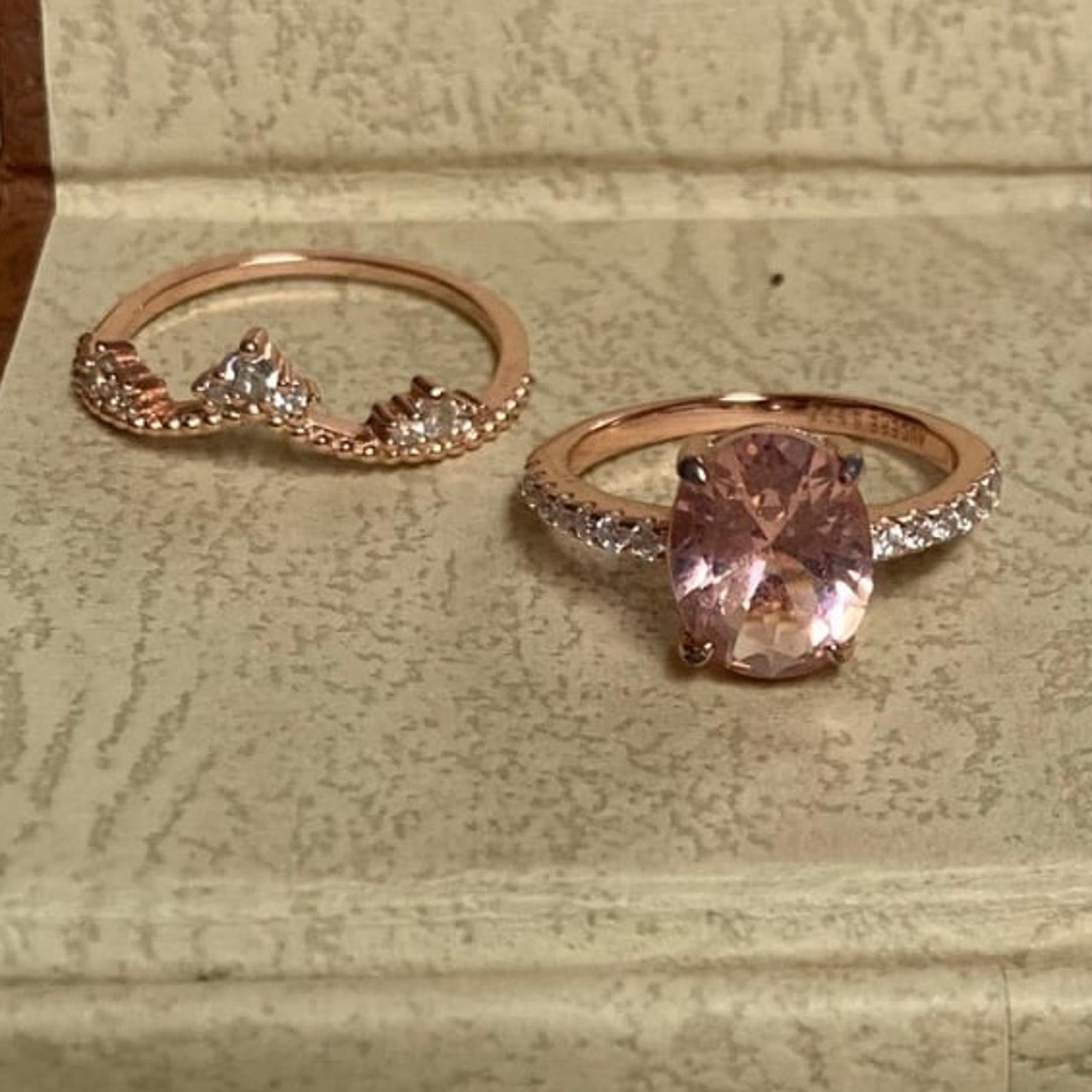 Morganite Rose Gold Ring Set