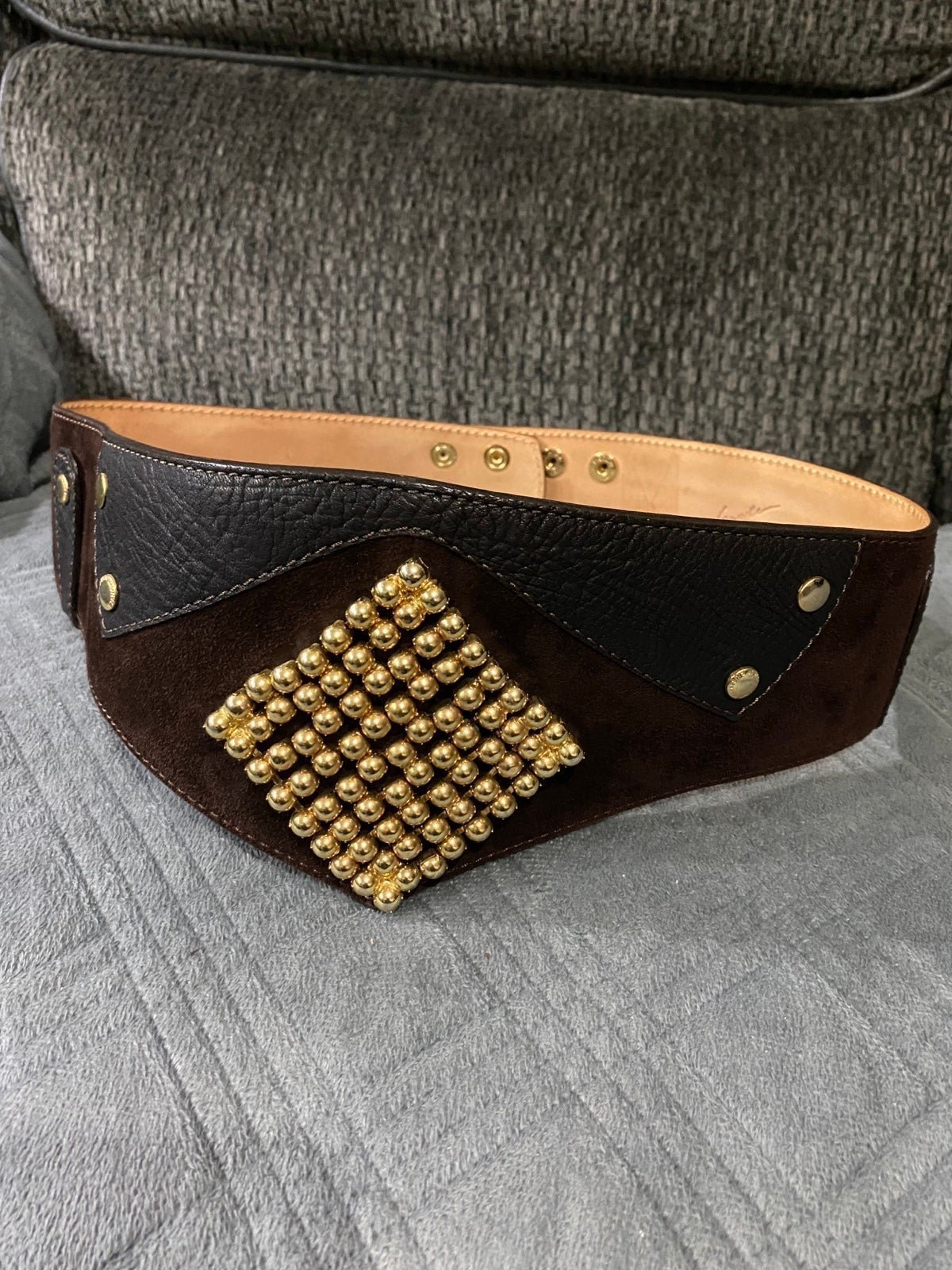 GIUSEPPE ZANOTTI Vintage Wide Belt Female Leather Dark Brown