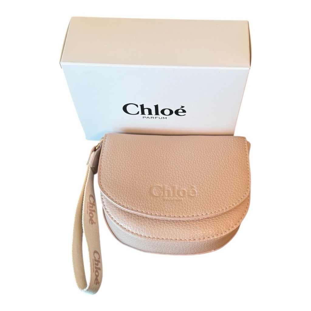 Chloe Parfum Cream Beige Pouch Small Cosmetic Makeup Bag Clutch Travel Pouch NEW