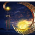 Moon Crackle Glass Ball Solar Wind Chimes
