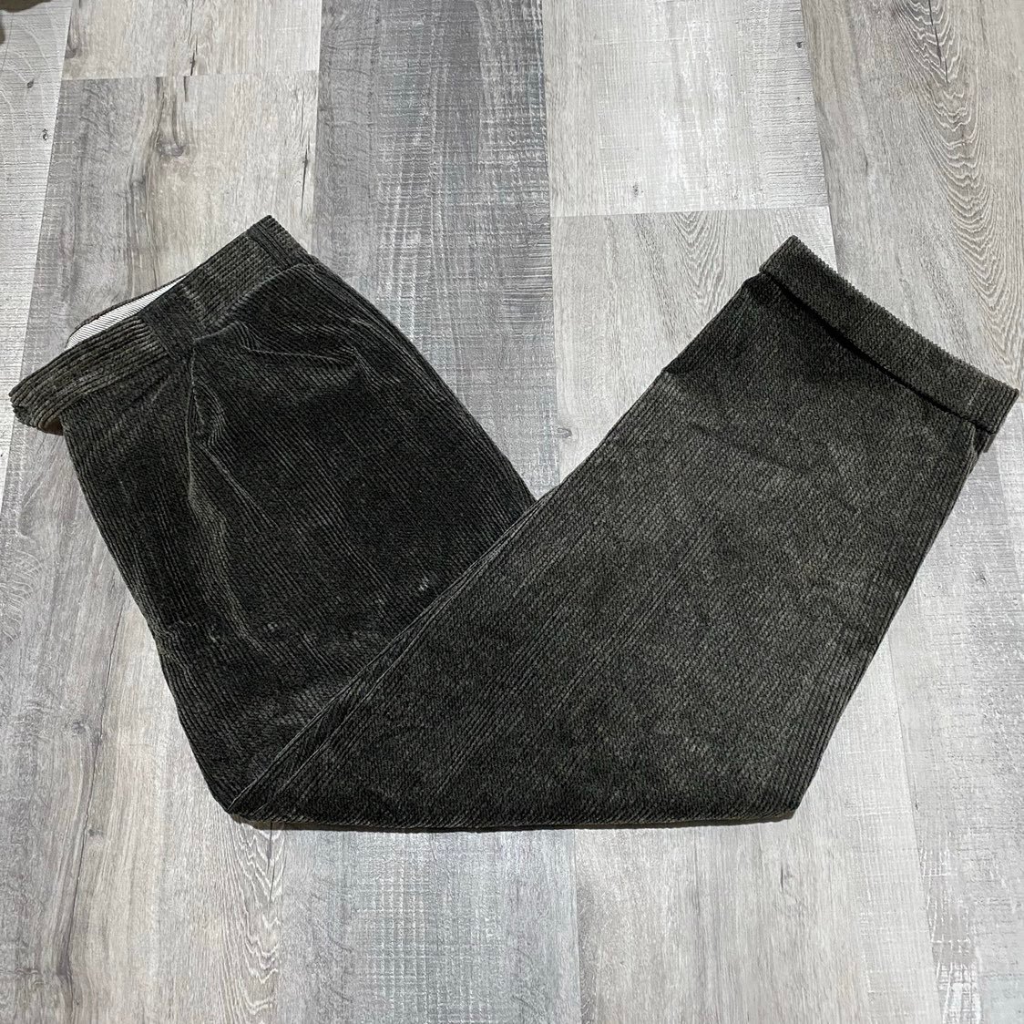 Vintage Dark Metallic Grey Canada Made Charcoal Corduroy Trouser Dress Pants