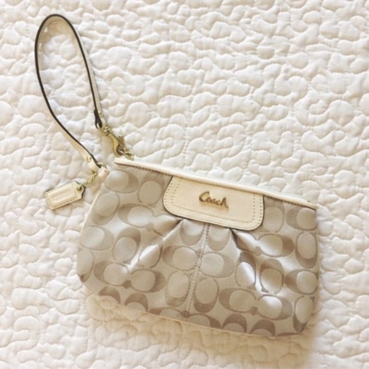 Coach Logo Wristlet w/ Gold Hardware