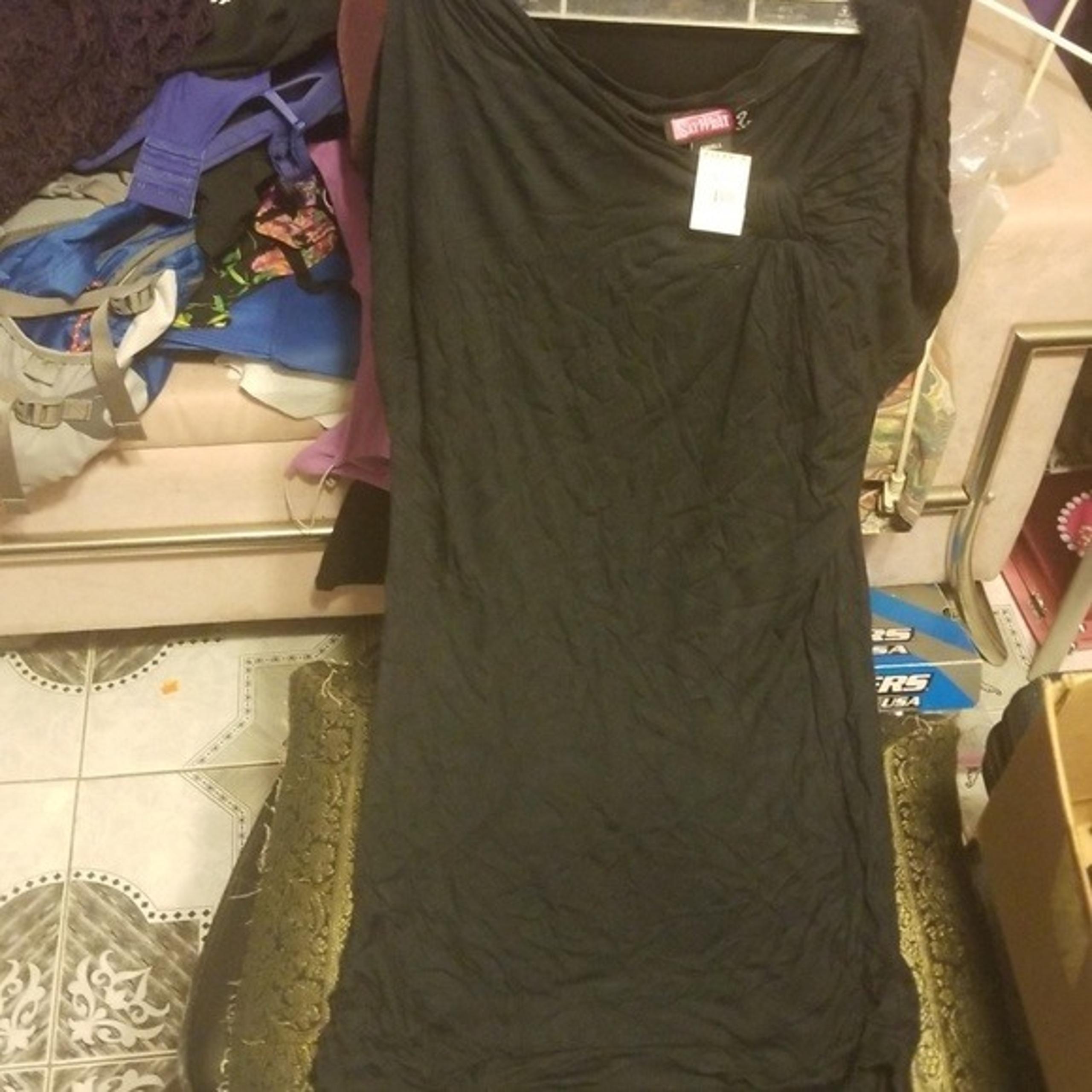 Say What Black Bow Neck Tunic Top S NWT