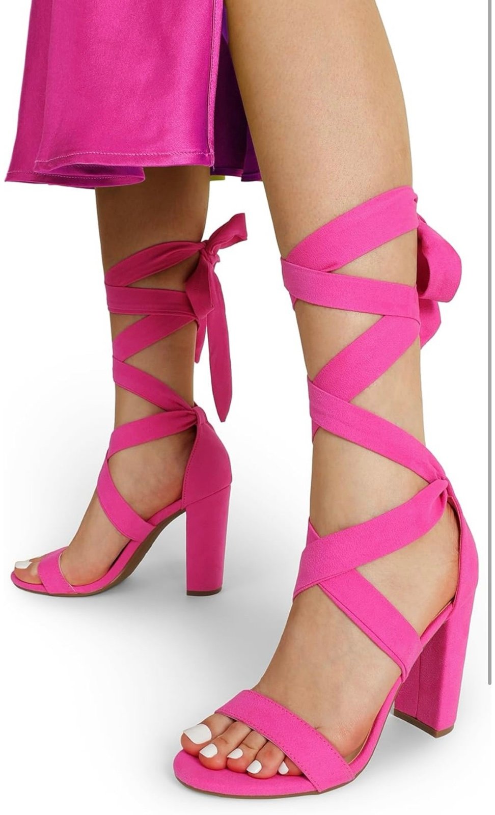 High Heels Lace Up Chunky Block Heels Strappy Sexy Open Toe Heels Pumps Sandals