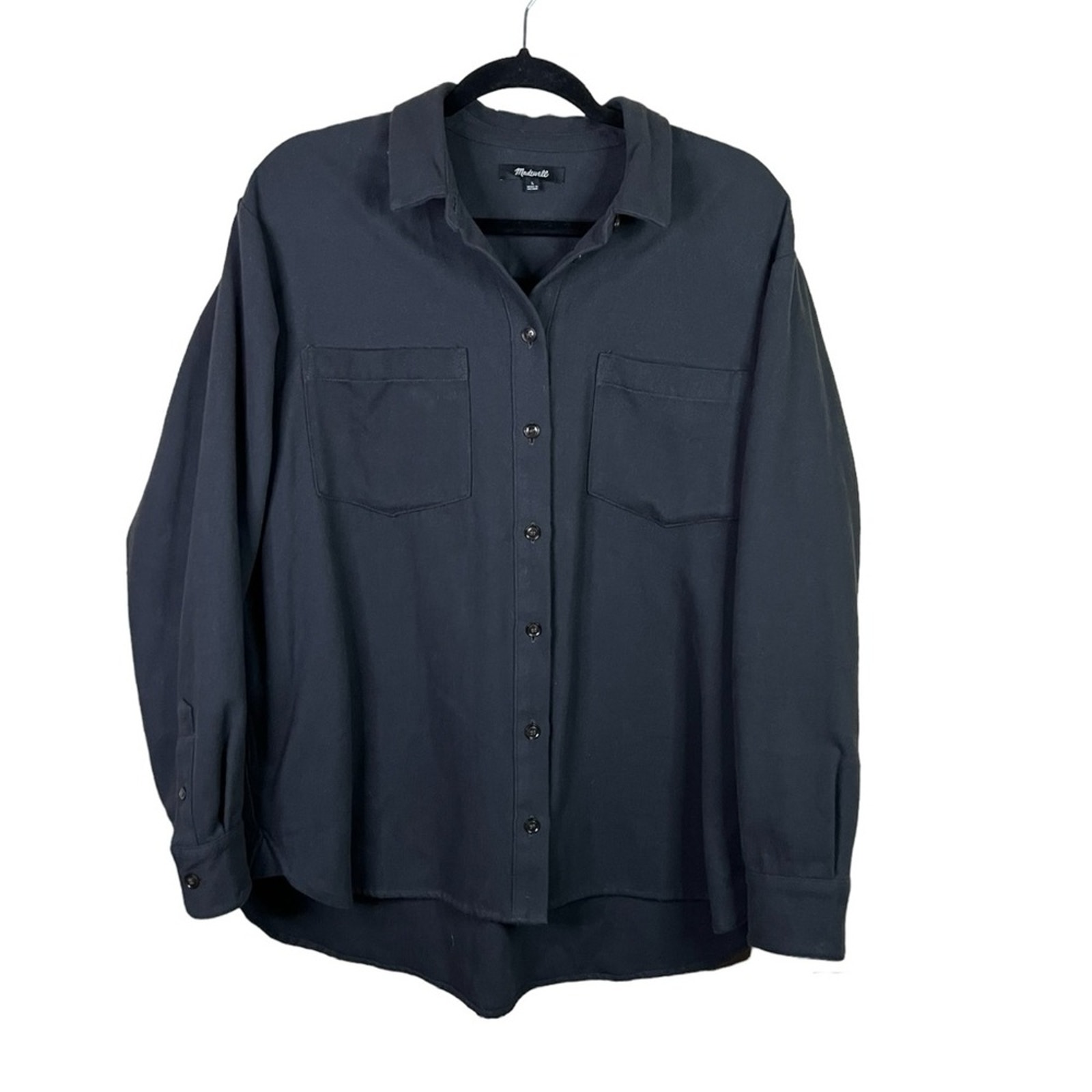 Madewell Gray Drapey Moleskin Button-Down Shirt Women's Size Large