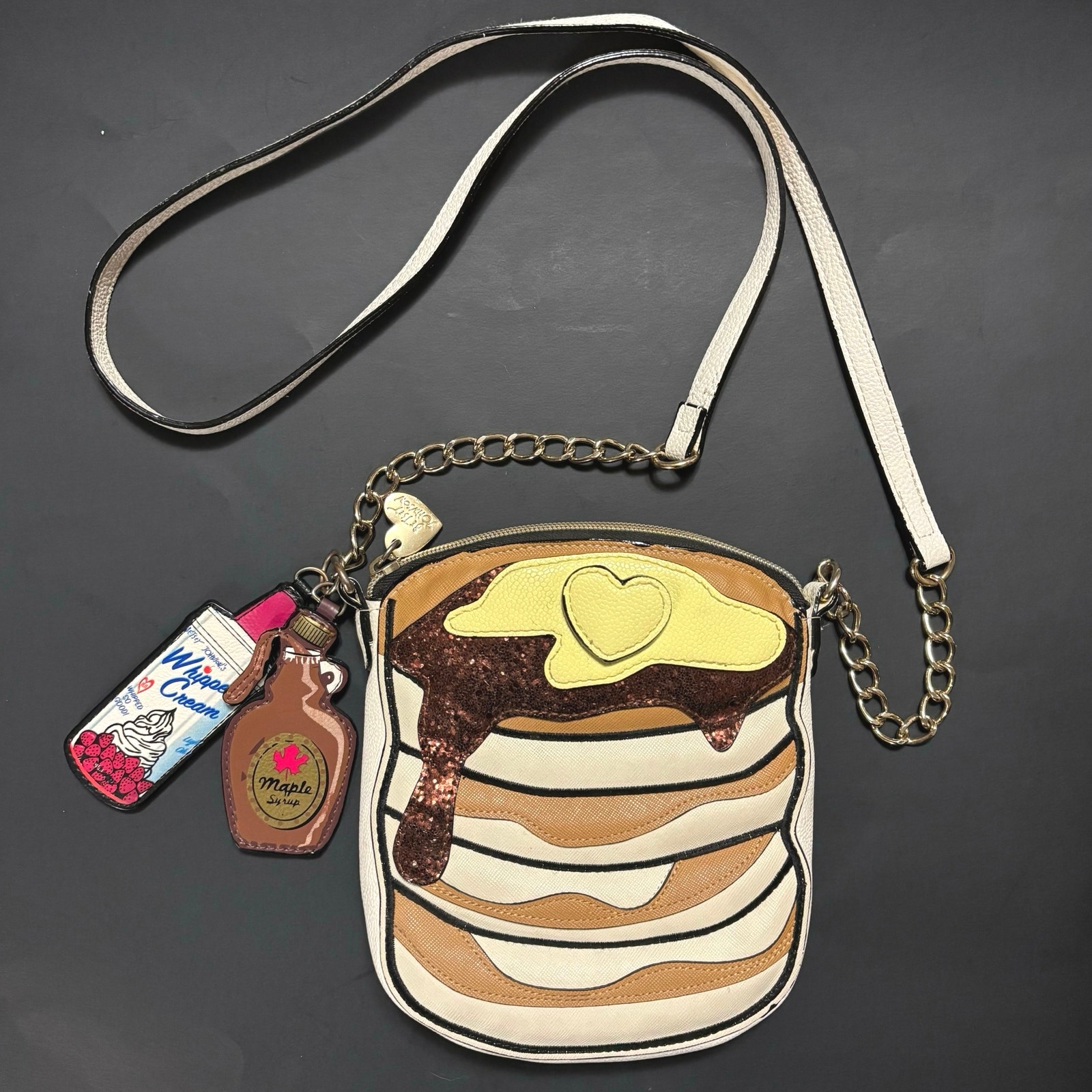 Betsey Johnson Cake of Pan Pancake Purse Crossbody Bag Faux Leather with Recipe