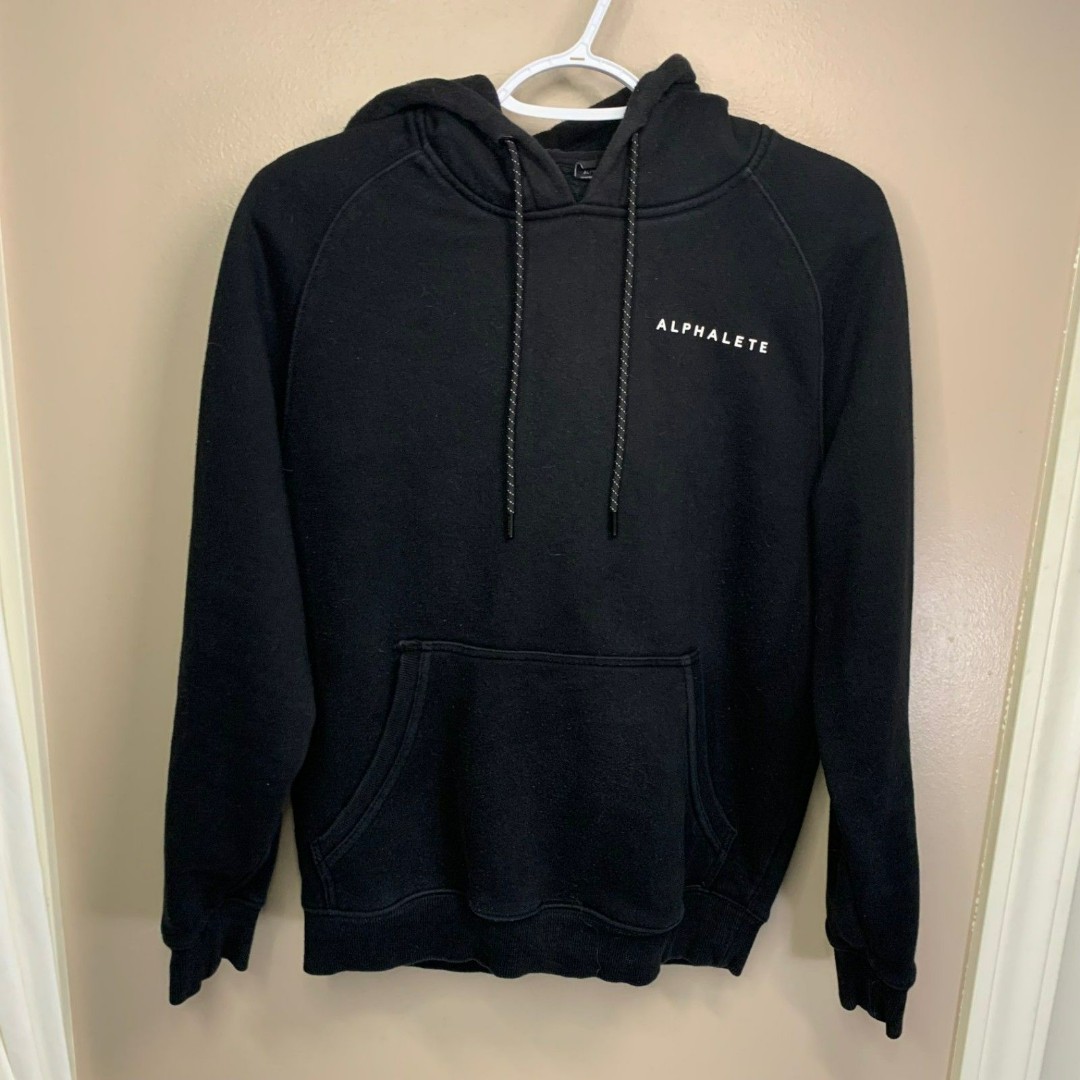 Alphalete Proud But Never Satisfied Hoodie Sweatshirt Black Mens Small