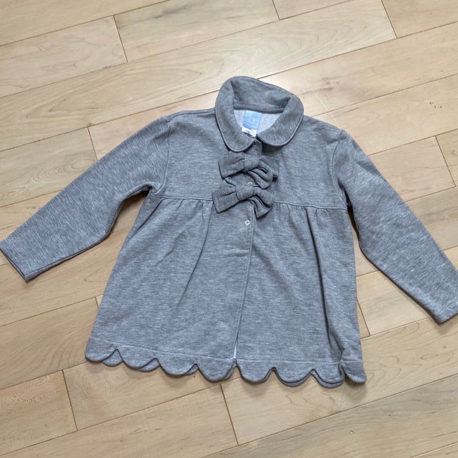Bella bliss soft cotton fleece scalloped trim grey jacket