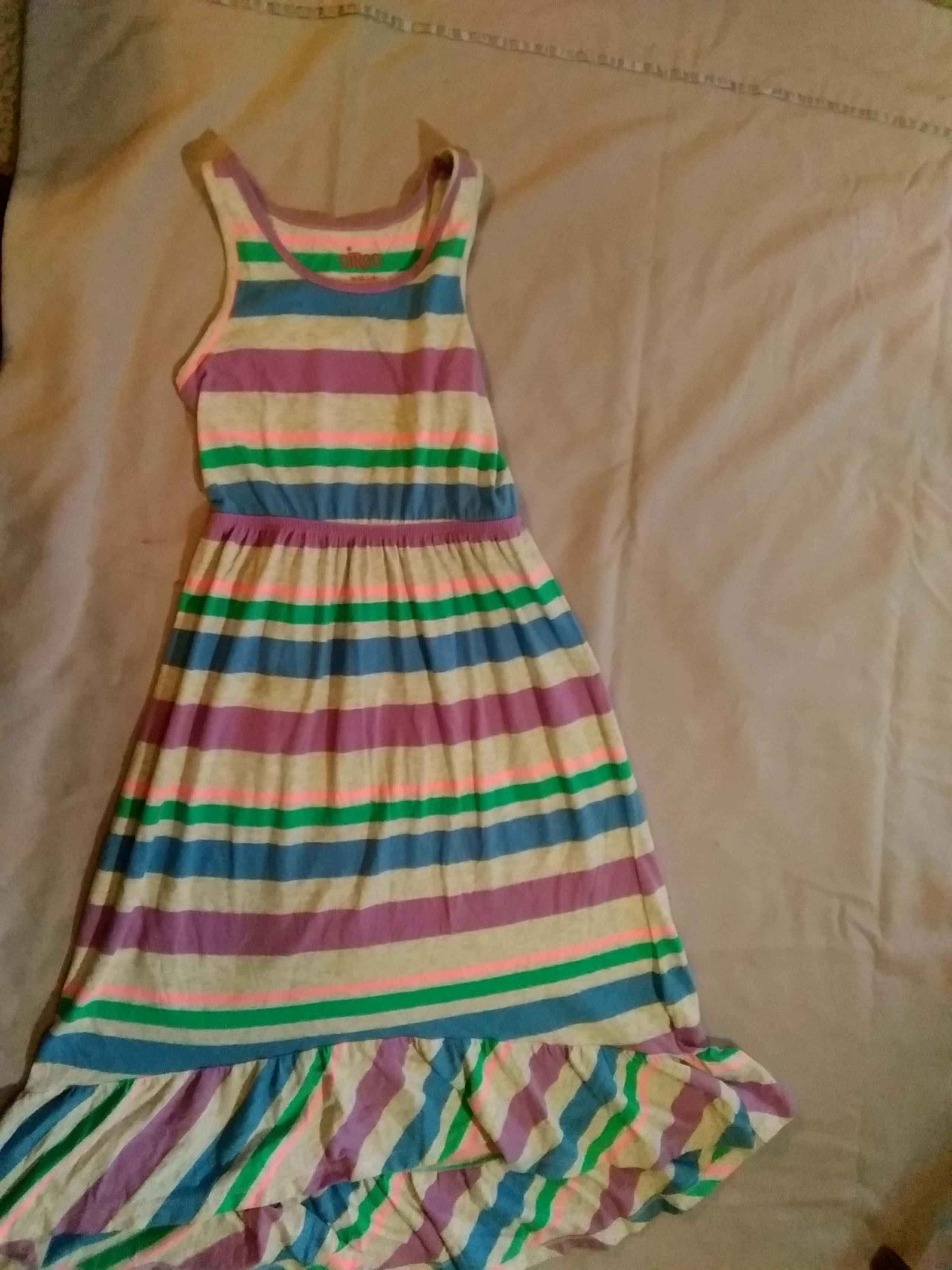 Girls Multi Colored Stripe Sun Dress, Circo, M/M 7/8