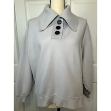 Zara Gray Polo Style Sweatshirt. Size Large. Buttons, Collared.