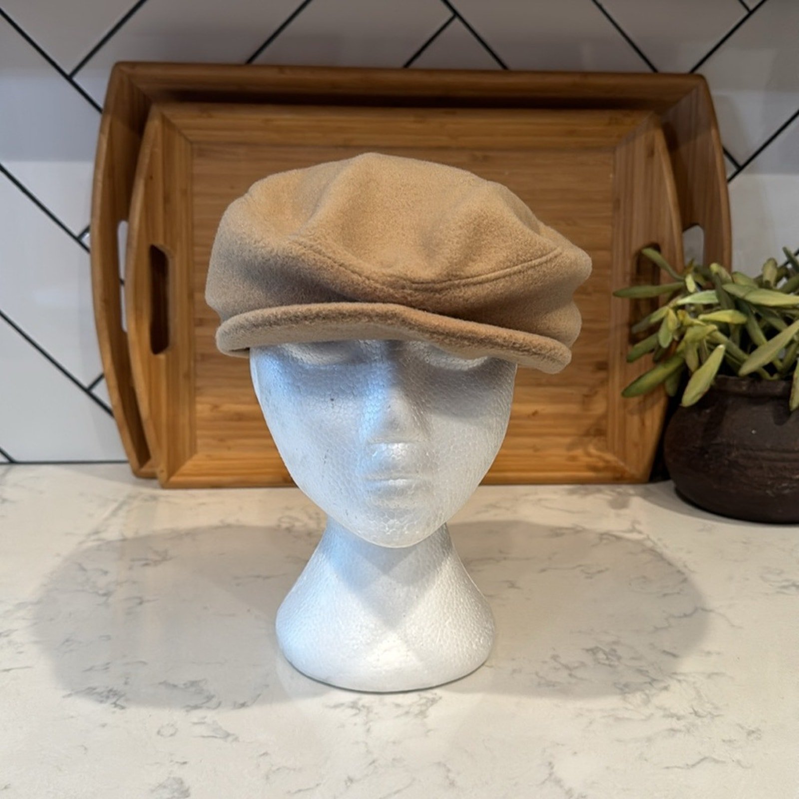 Camel Tan Vintage Newsboy Cabbie Hat Driving Cap Made in USA 7