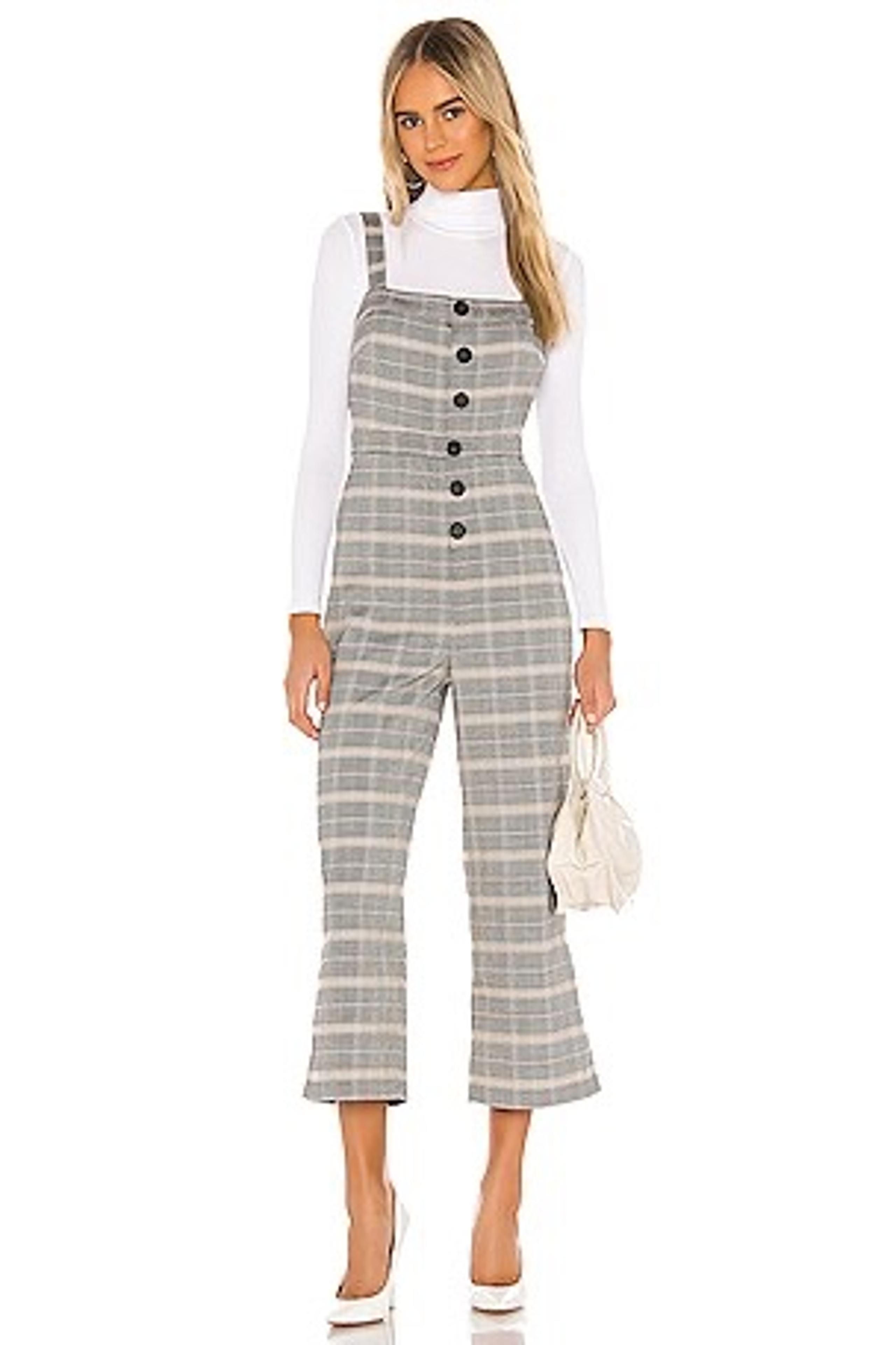 Cupcakes and Cashmere Willa Cropped Jumpsuit Black Plaid Women’s Size 4