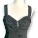 Vintage Zum Zum Black Floral Flocked Fit & Flare Mini Dress Open Lace-Up Back