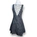 Vintage Zum Zum Black Floral Flocked Fit & Flare Mini Dress Open Lace-Up Back