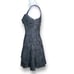 Vintage Zum Zum Black Floral Flocked Fit & Flare Mini Dress Open Lace-Up Back