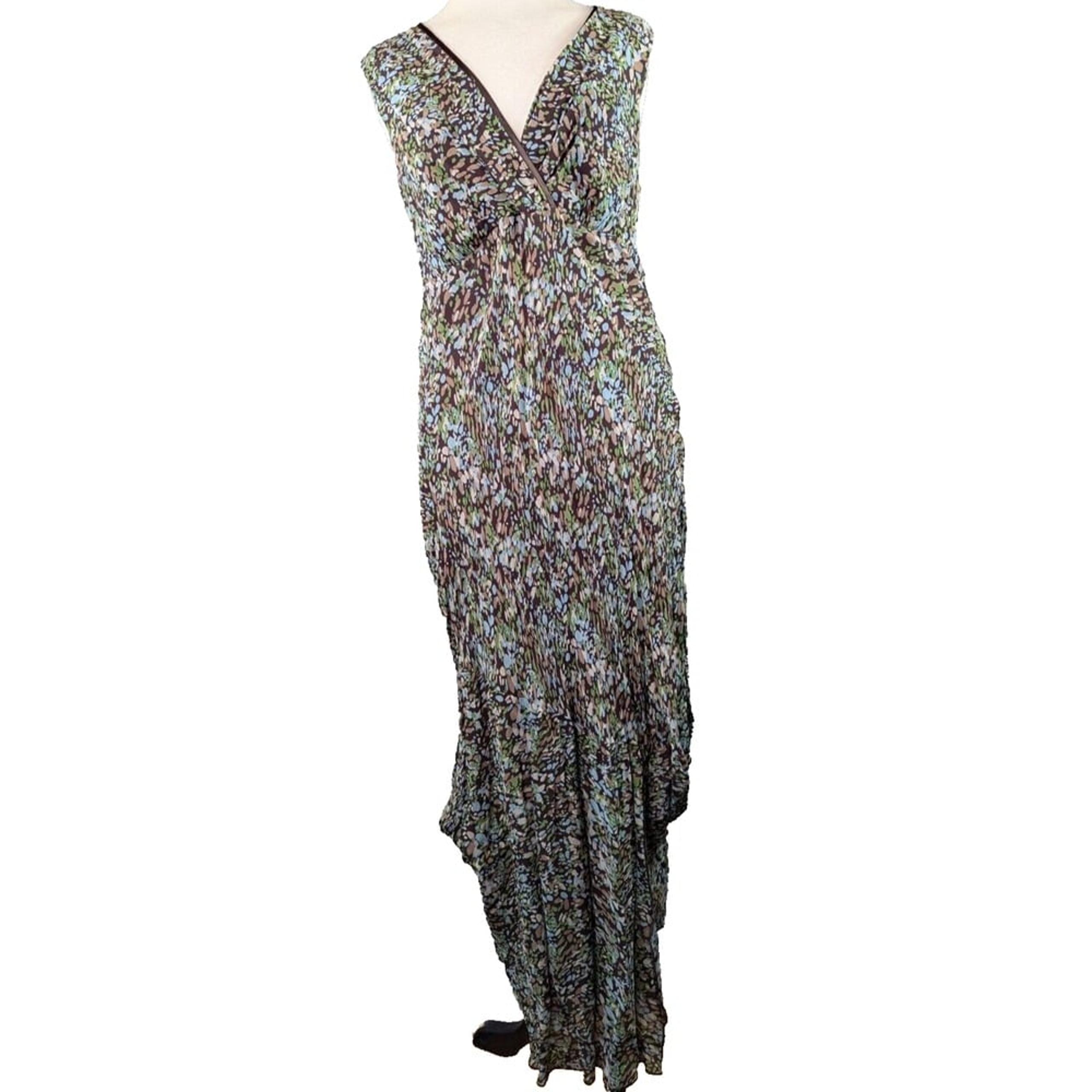 Style & Co Maxi Dress Women's Size 14 Sleeveless V Neck Boho Ruffled Rayon Y2K