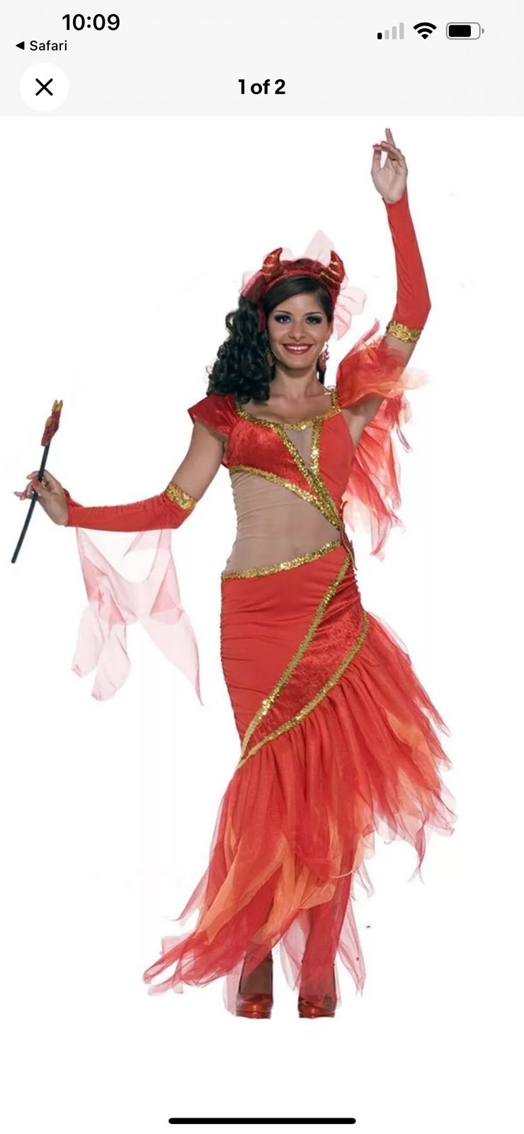 Ballroom Dancing Salsa Devil - Adult Halloween Costume - Size XS/S - Red/Gold