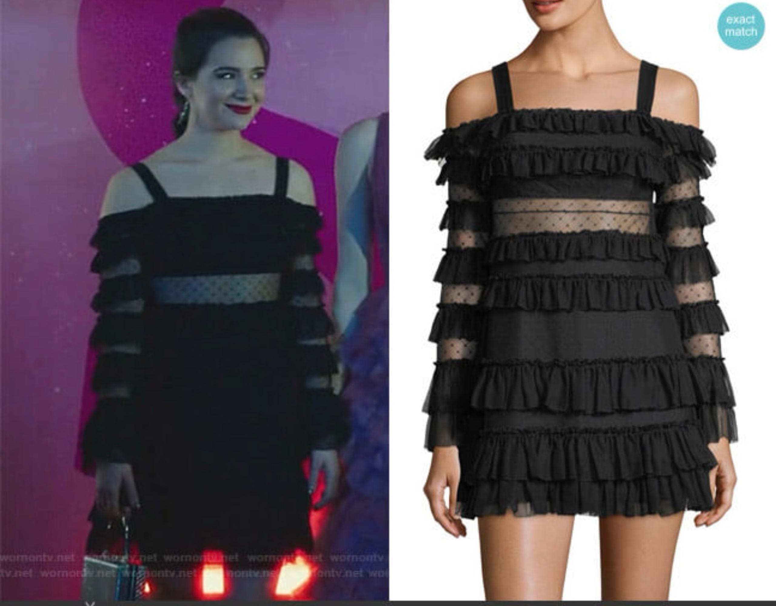 Alexis Karissa Ruffle Mesh Off The Shoulder black Tank Top , size S