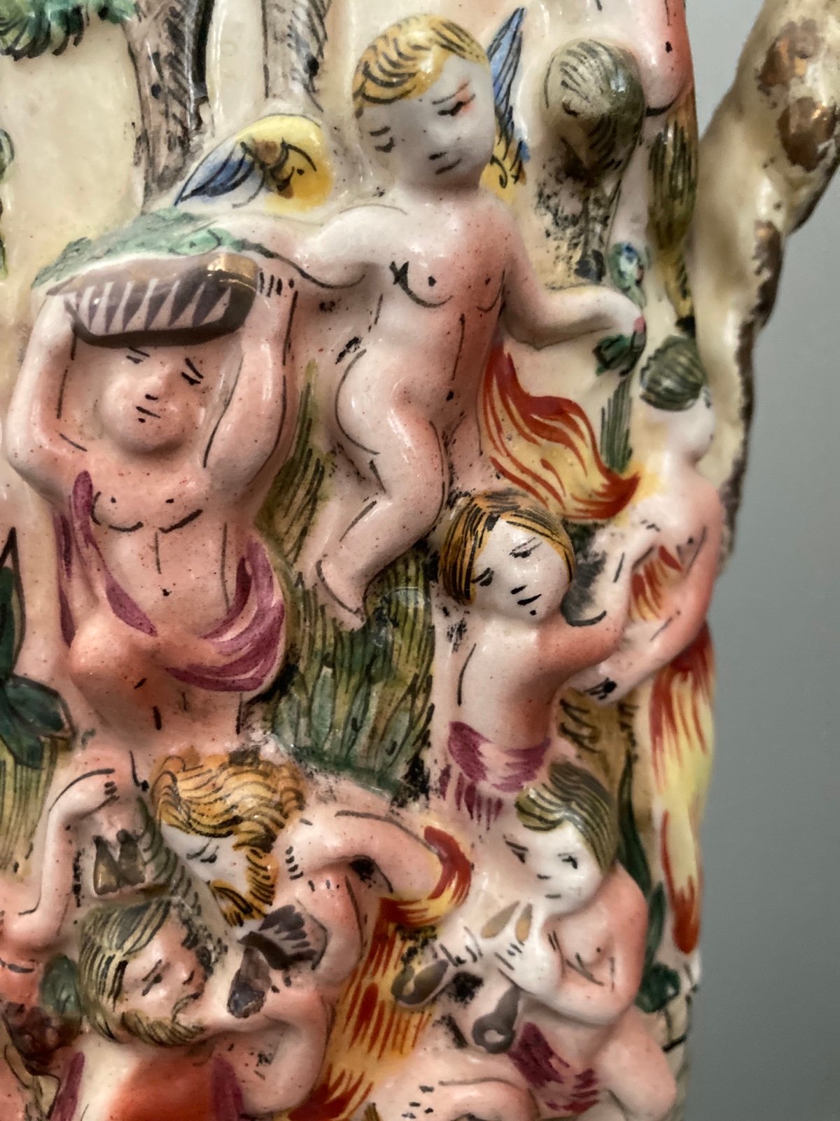 Vintage Capidimonte Cherub Lamp