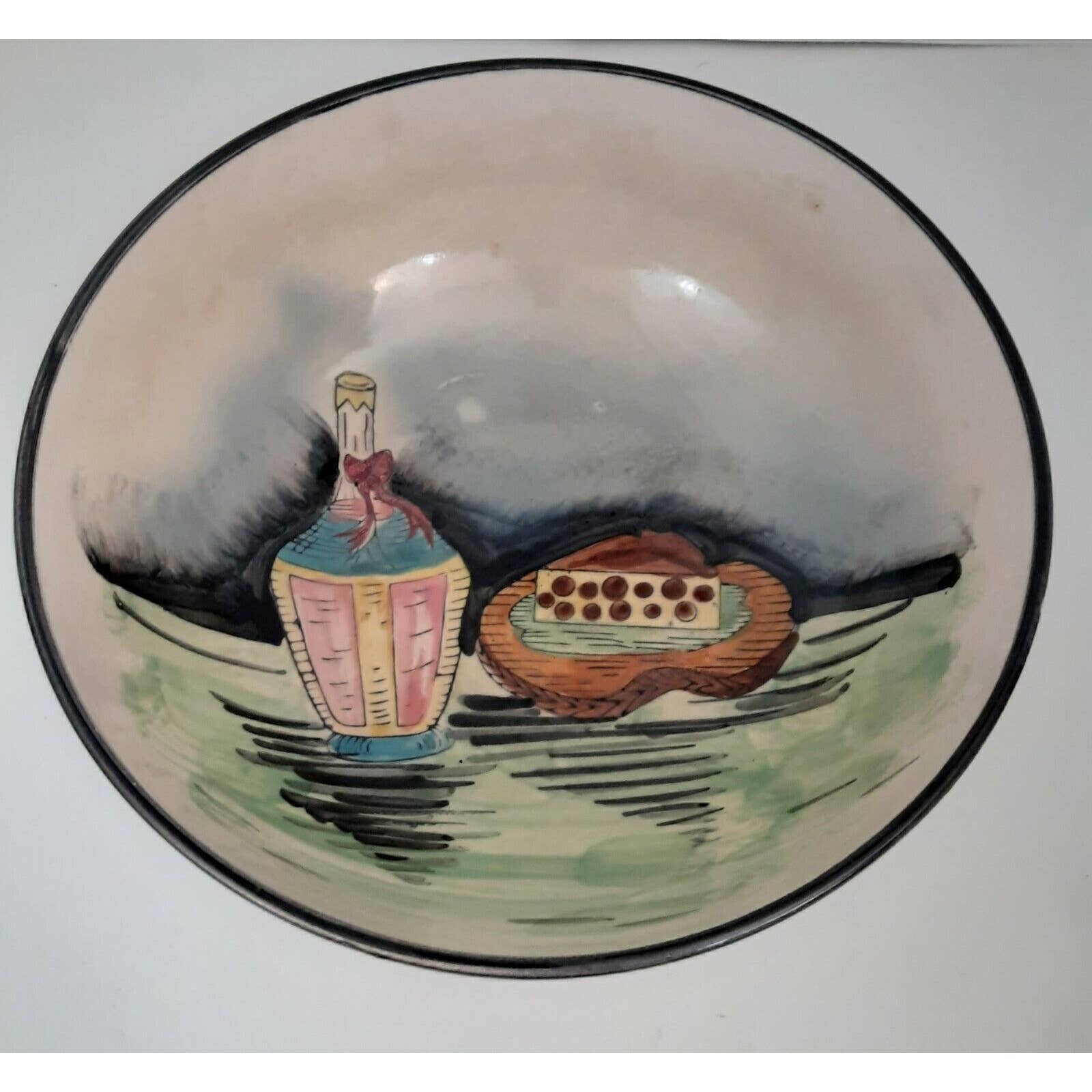 Vintage Italian Wine And Olive Board Serving Bowl