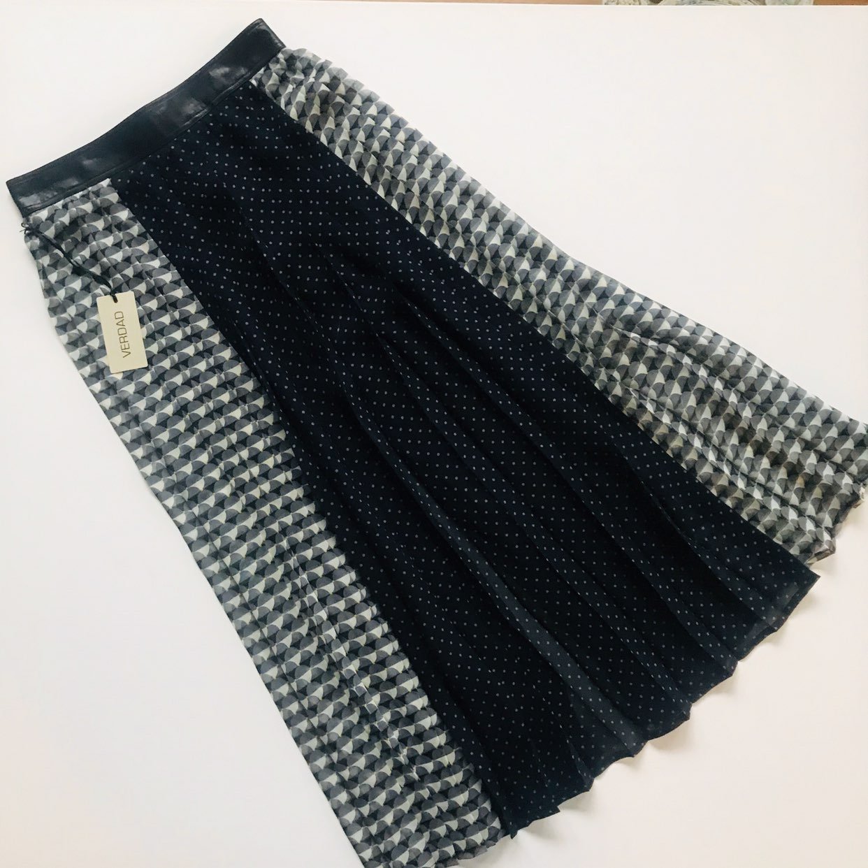 Verdad Silk and Leather Long Pleated Ski