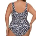 LEOPARD ☆ ROUCHED FRONT ☆ BARE MIDRIFF ☆ ONE PIECE SWIMSUIT 30w ☆ NWT