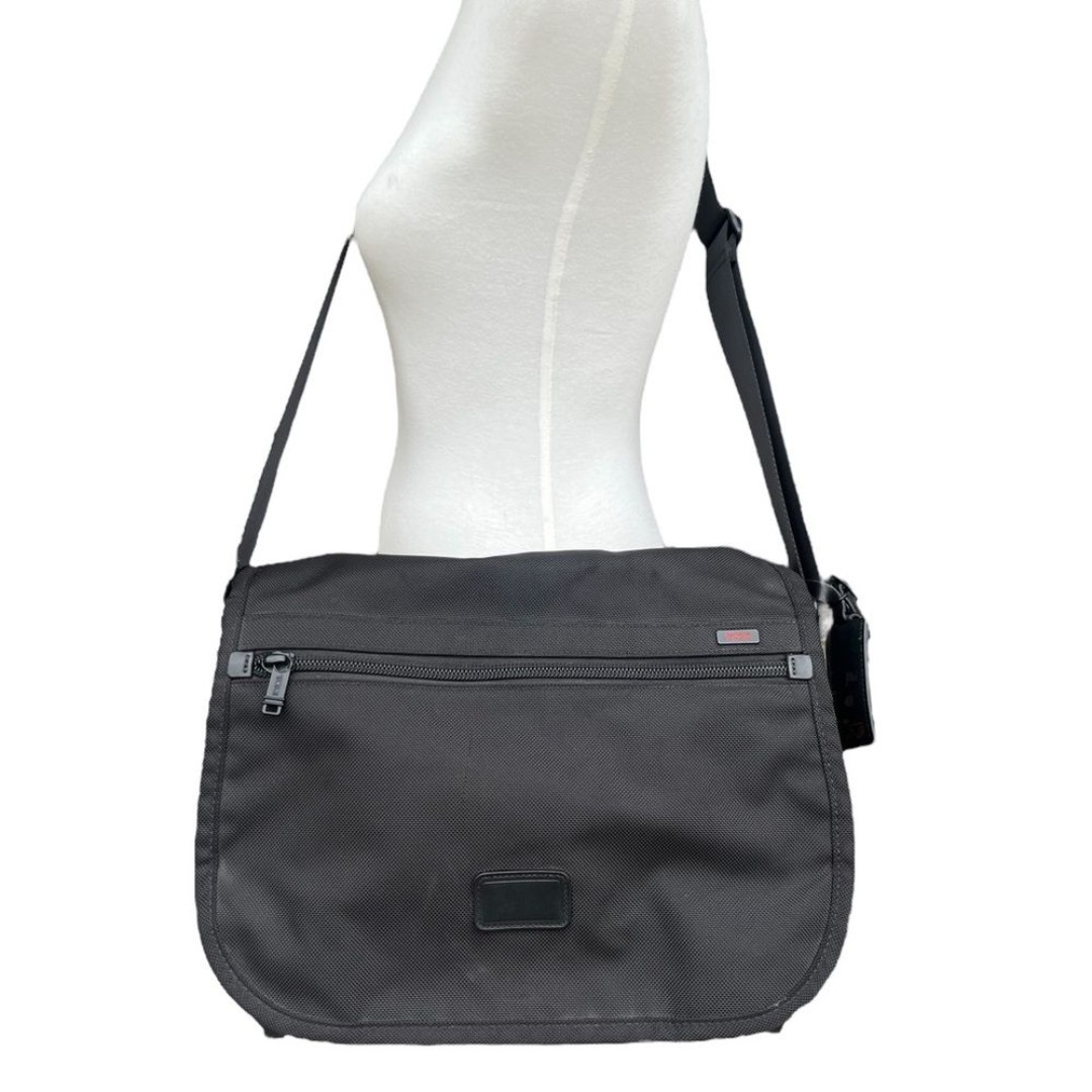 Tumi Black Nylon Leather Trim Alpha Large Flap Unisex Crossbody Messenger Bag