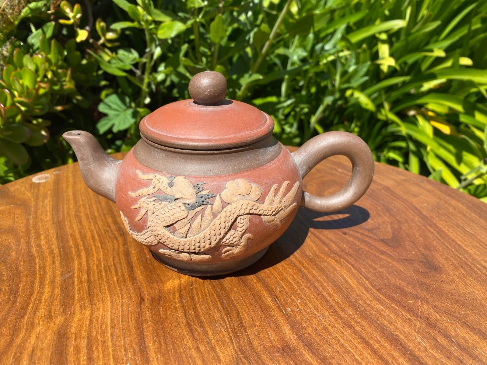 Vintage Chinese handmade clay dragon&phoenix Teapot