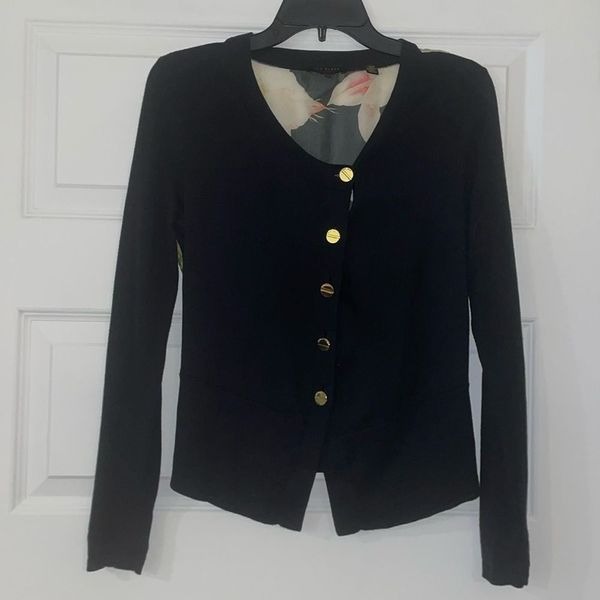 Ted Baker London Black Floral Back Cardigan