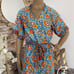 Ankara silk robe with matching hair bonnet