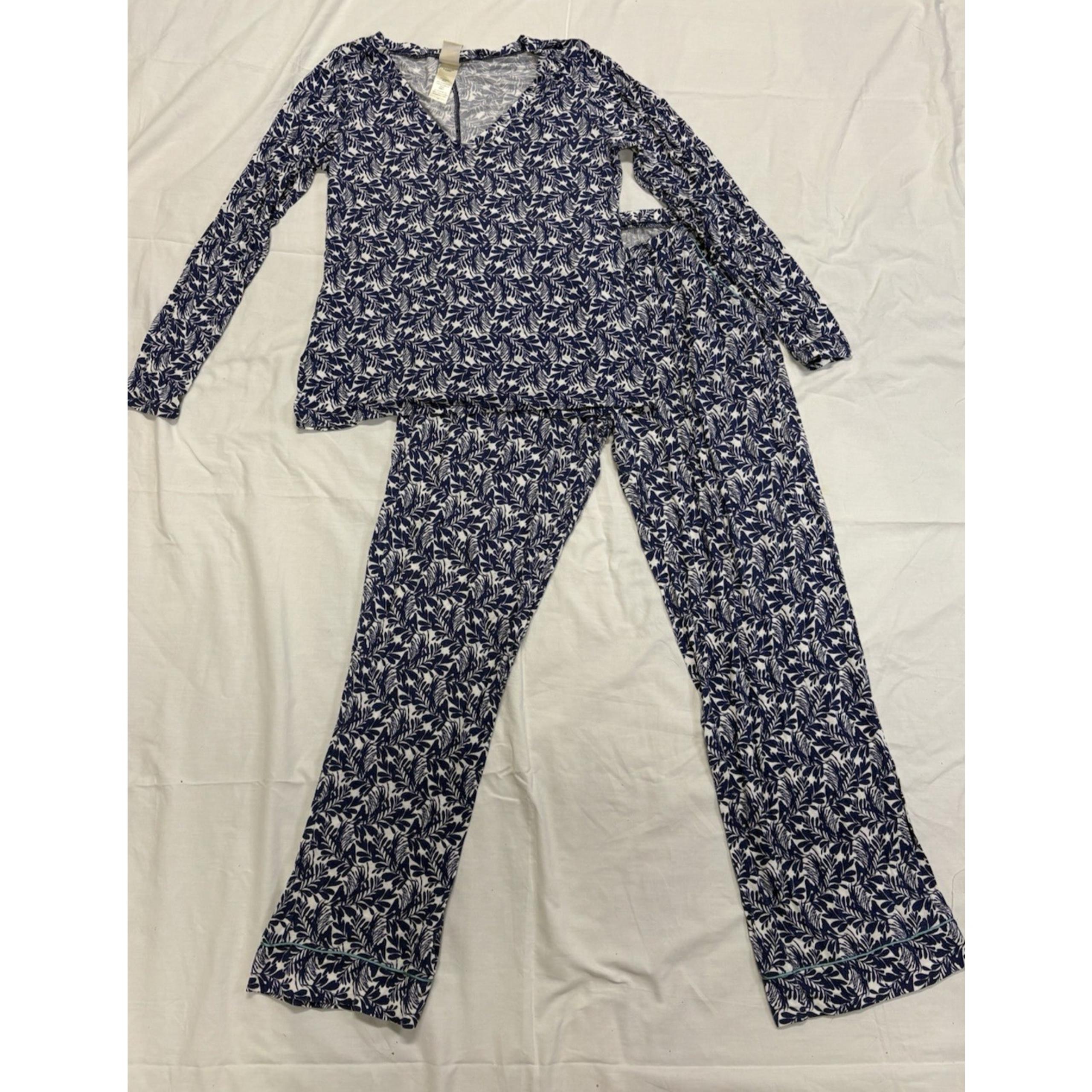 IN BLOOM BY JONQUIL Women's Long Sleeve Floral Pajamas Size M Navy & White