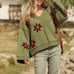 Floral Pattern V Neck Casual Pullover Sweater