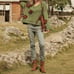 Floral Pattern V Neck Casual Pullover Sweater