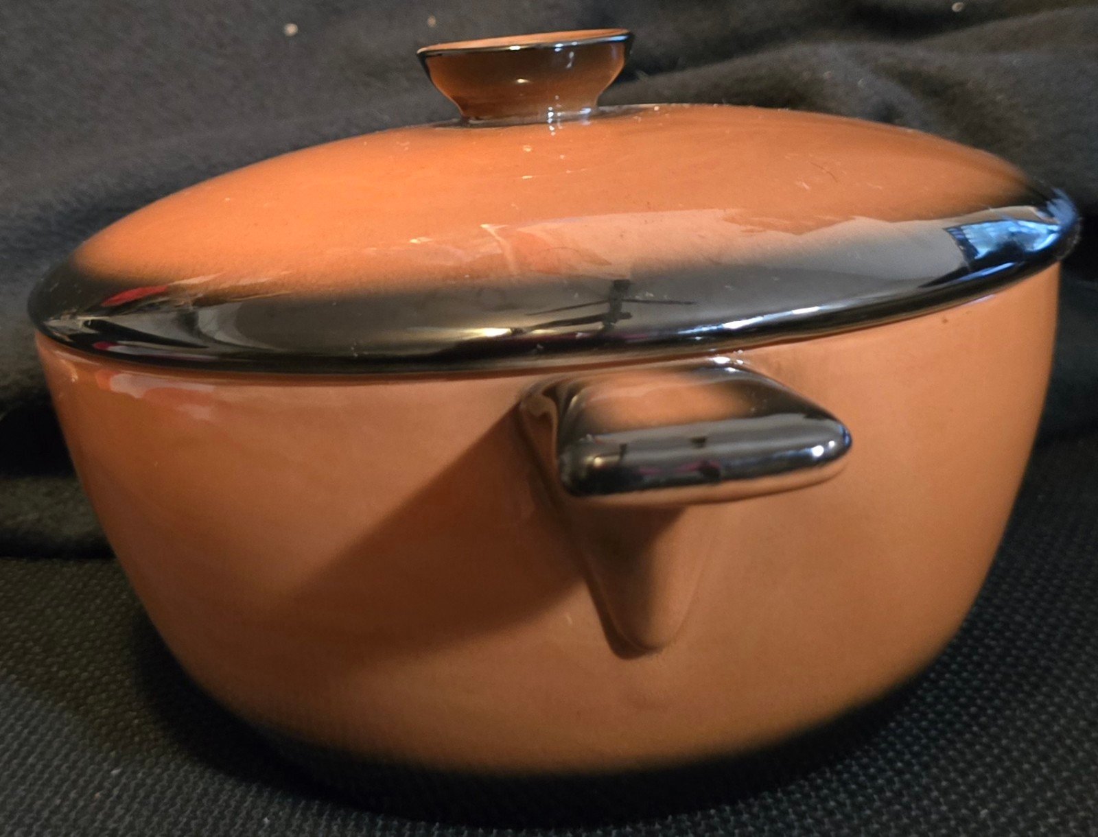 Vintage Cranoby Ovenware 2 Quart Lidded / Handled Casserole Pot (Caramel Brown)