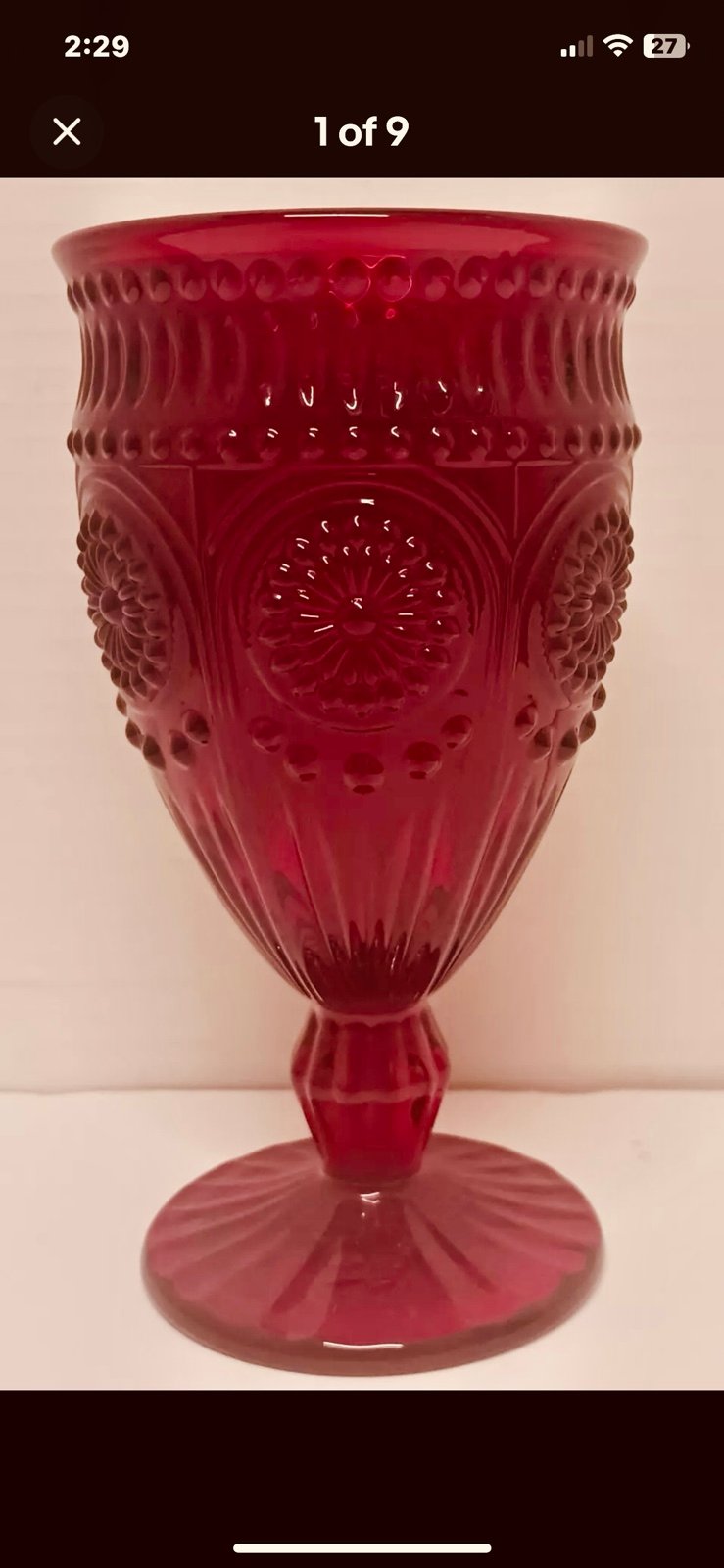 Set of 8 of The Pioneer Woman Ruby Red Adeline Glass Goblets