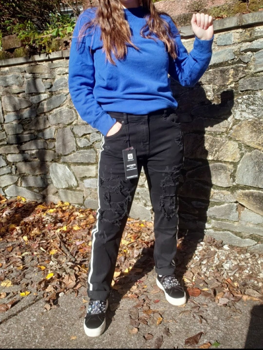 black ripped jeans