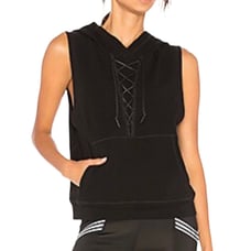 Alala Black Lace Up Sleeveless Athletic Hoodie Vest S
