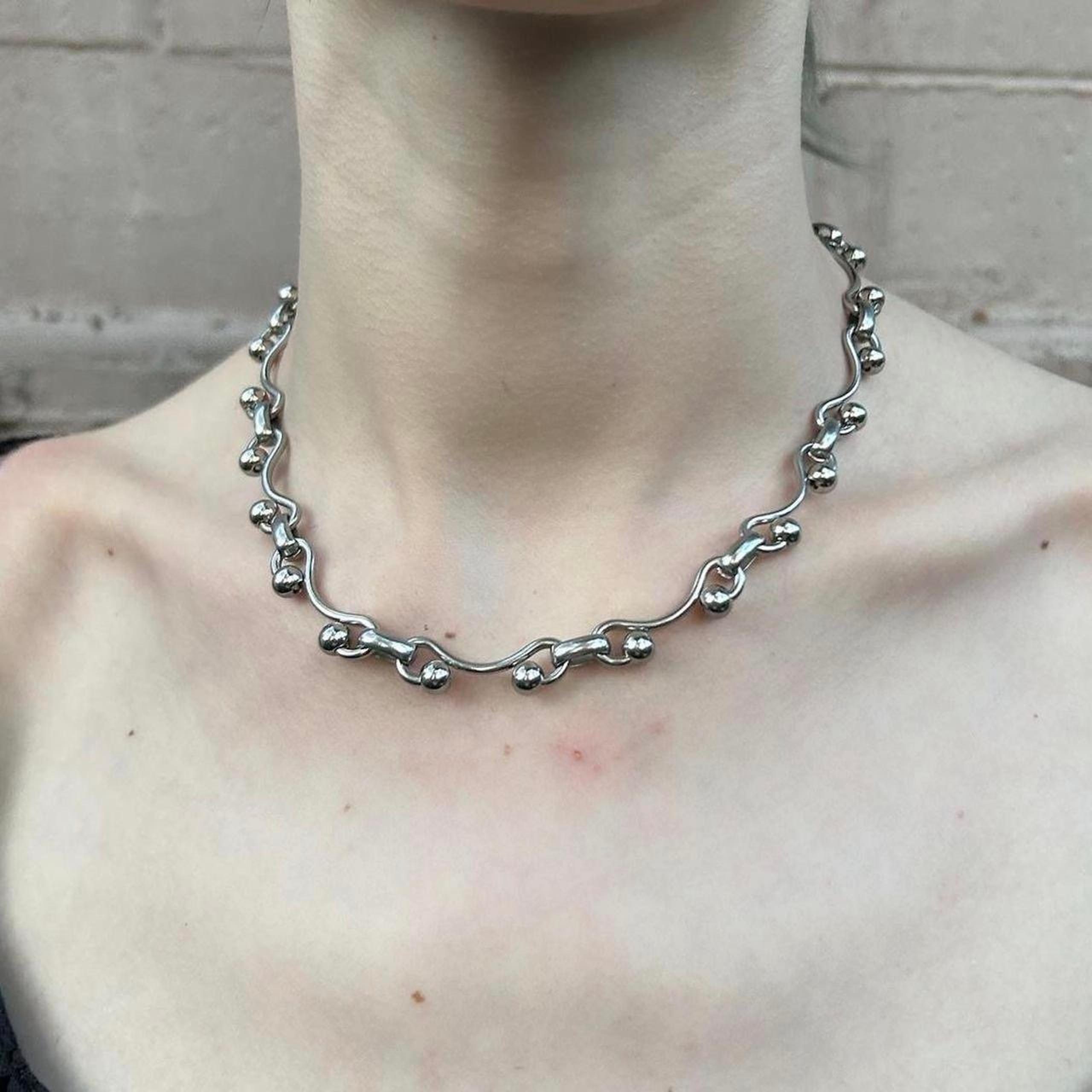 Stainless steel ball chain necklace, high quality y2k punk goth jewelry