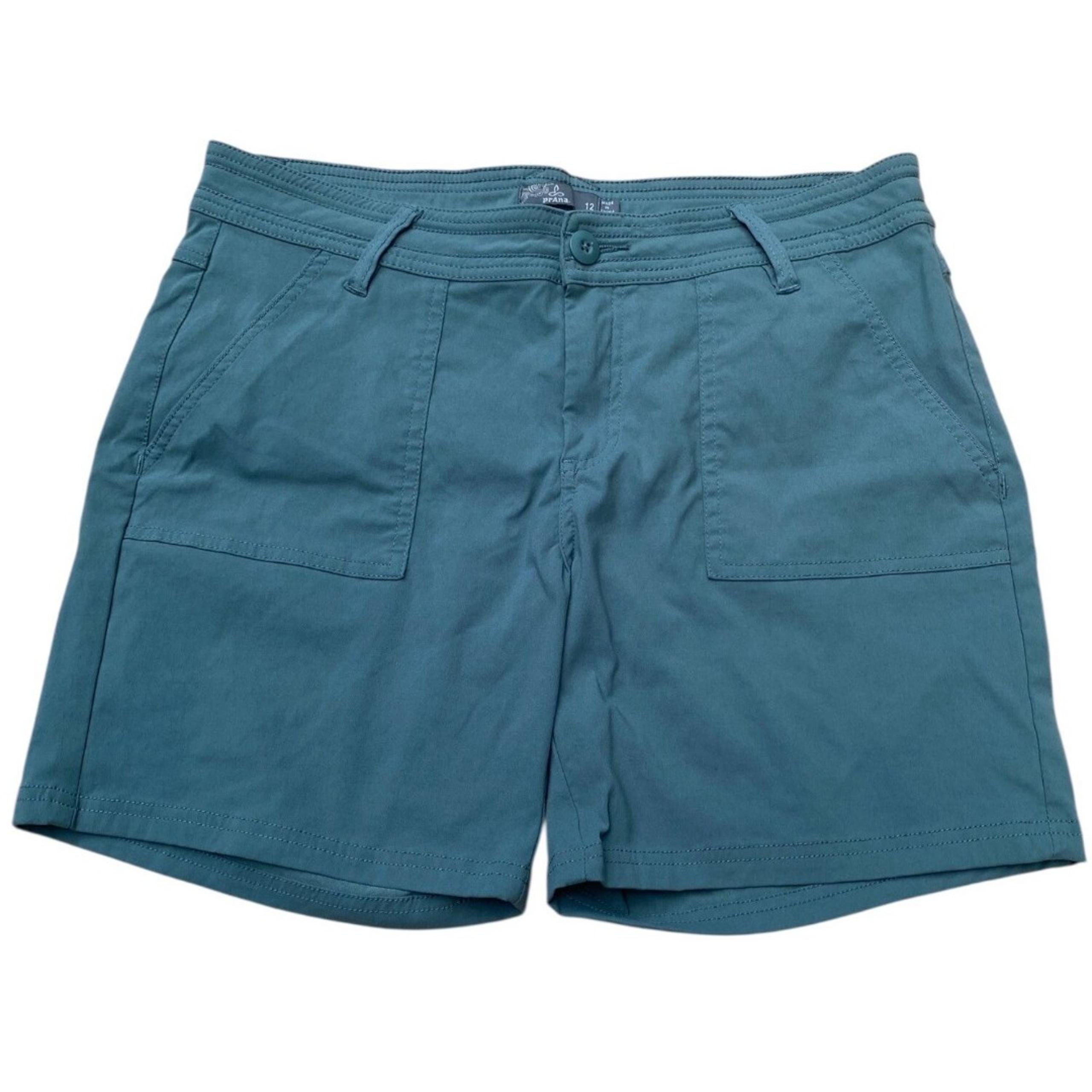 PRANA Dark Green Ripstop Active Shorts 7" Inseam Stretchy Pockets  Women's Sz 12