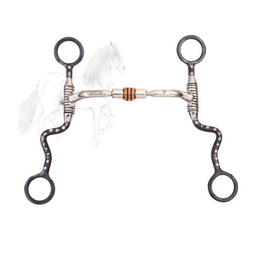 Horse Bit 5” Mouth 7” Cheeks Curb With Copper Rollers CAV004