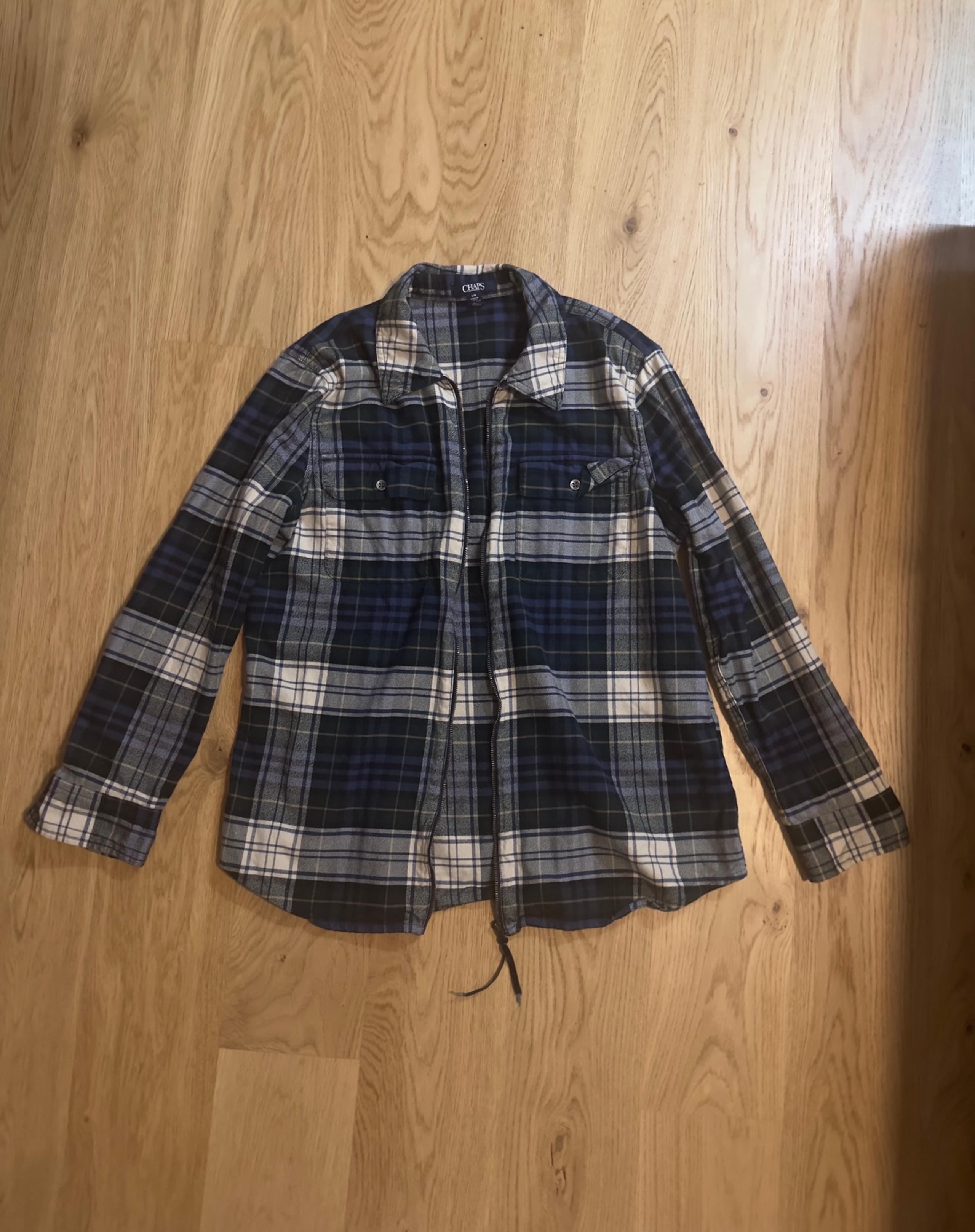 CHAPS FLANNEL SHIRT- JACKET.  FULL ZIPPER.