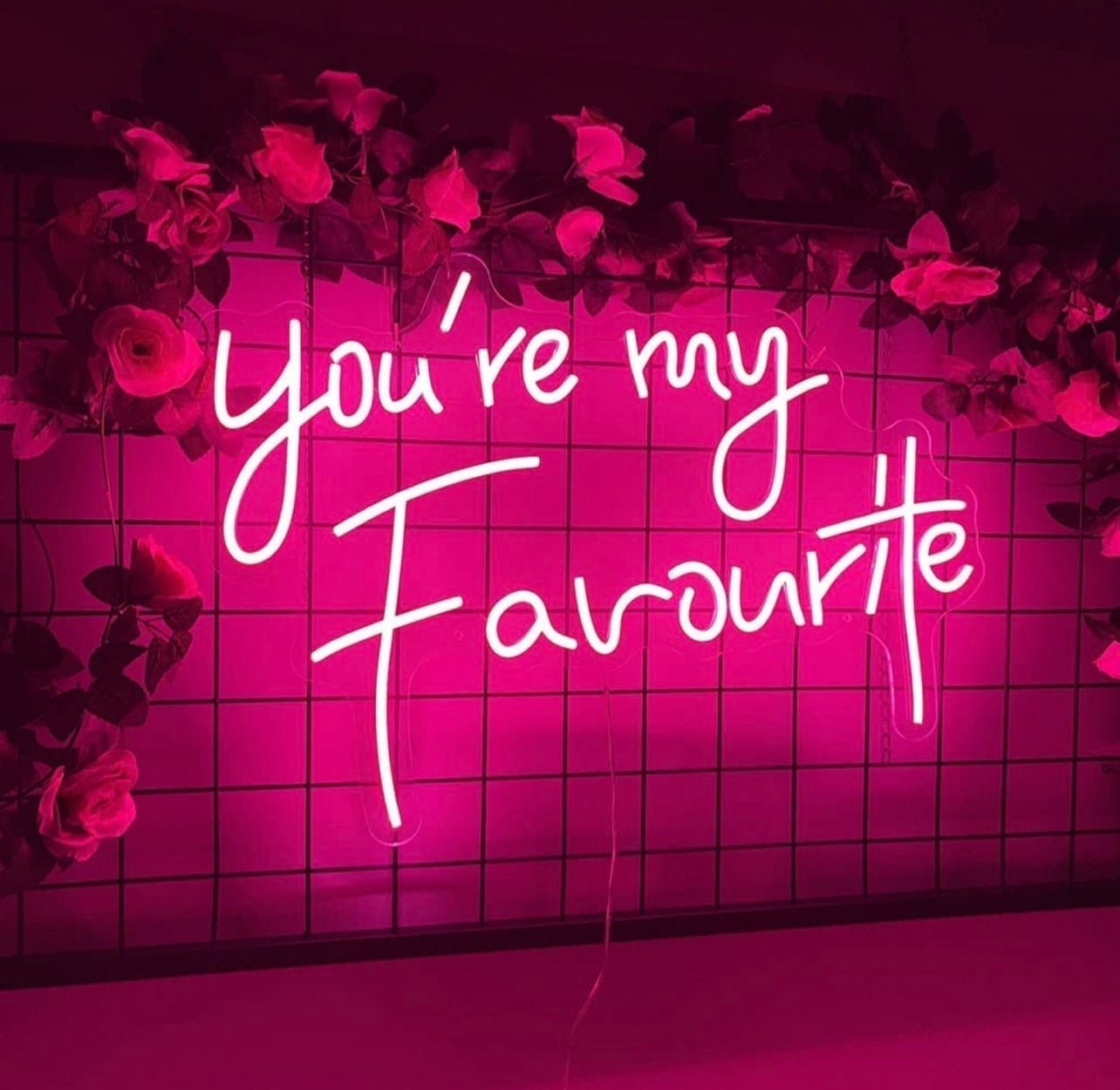 Cute Bright Pink “You’re My Favorite” LED Light Sign Wall Room Decor