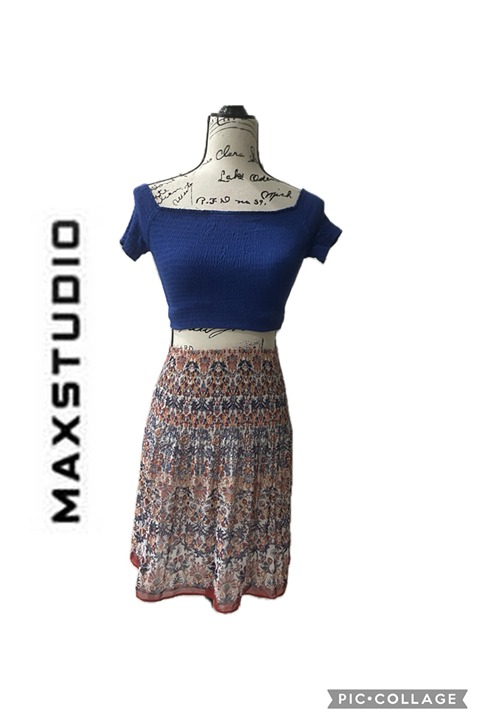 MAX STUDIO SKIRT RUFFLE ASYMMETRICAL BOHO SKIRT SIZE MEDIUM