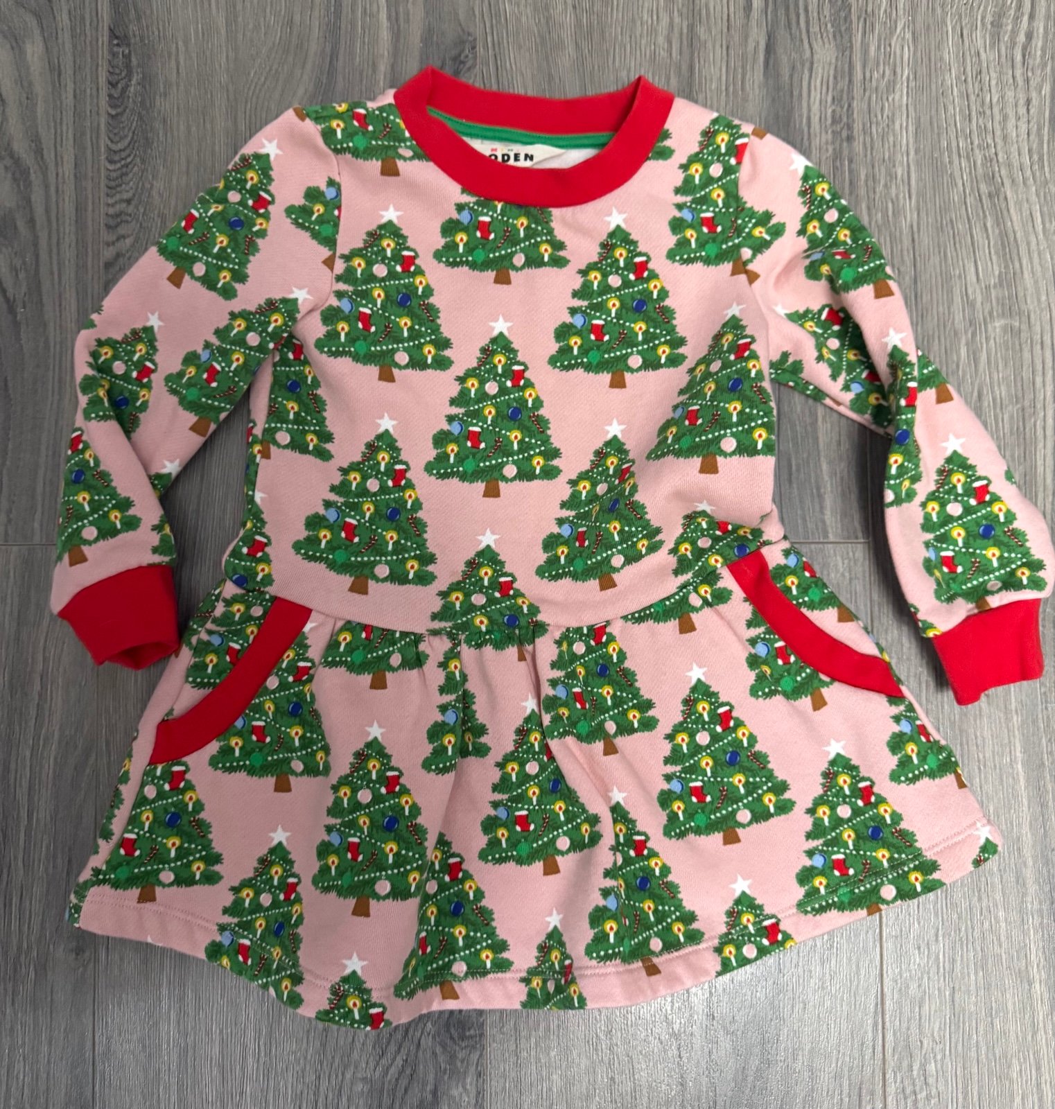 Mini Boden Cosy Christmas Tree Sweater Dress