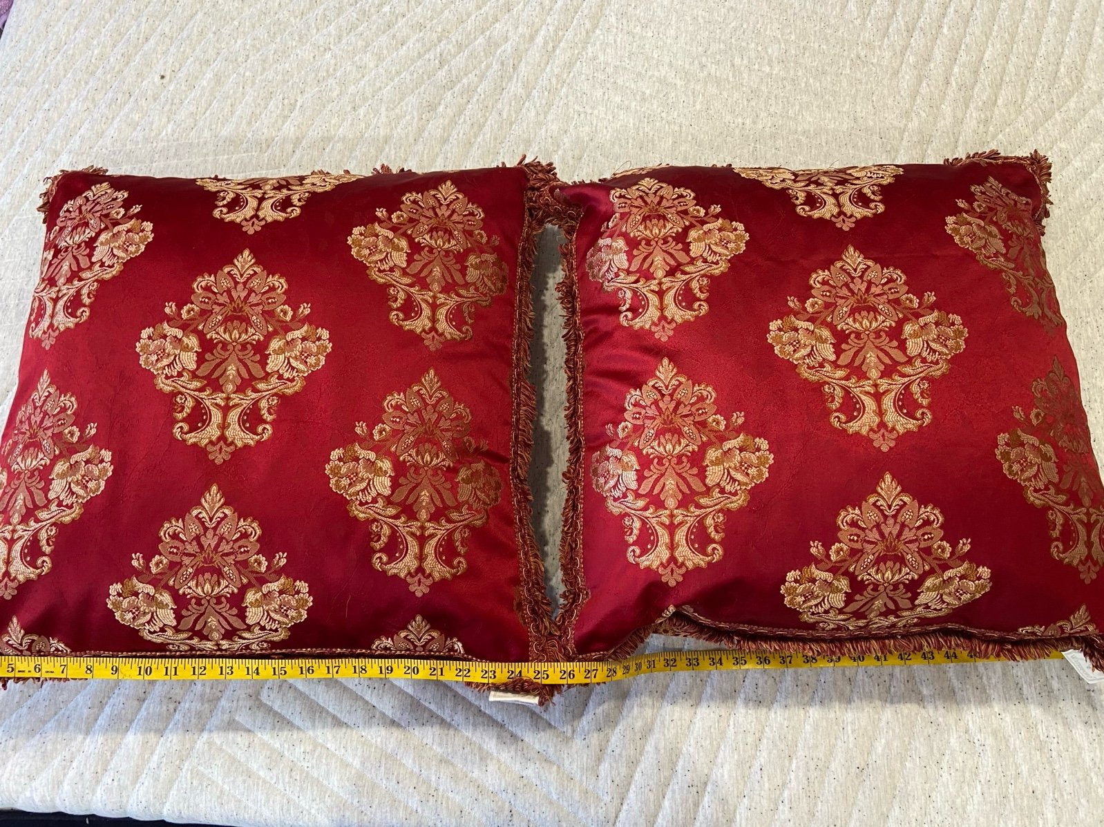 Waterford Charlemont Ruby Red Gold 25x25 Zip Throw Pillow Cover With Pillow (2)