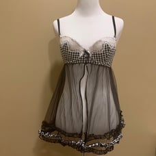 VS Gingham Plaid Tulle babydoll lingerie