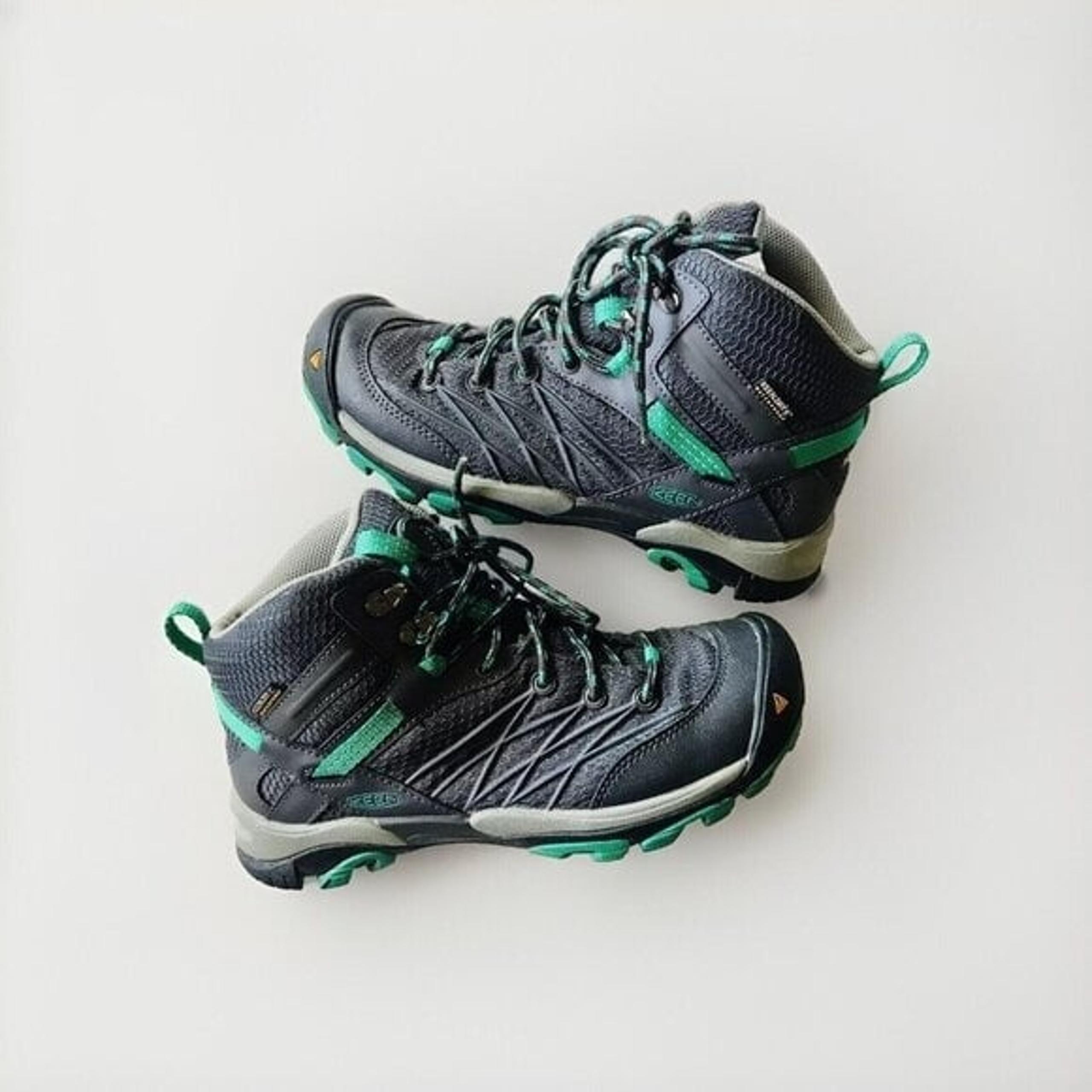 Keen Marshall Mid Hiking Boots Womens 6.5 Gray/Emerald Waterproof Dry