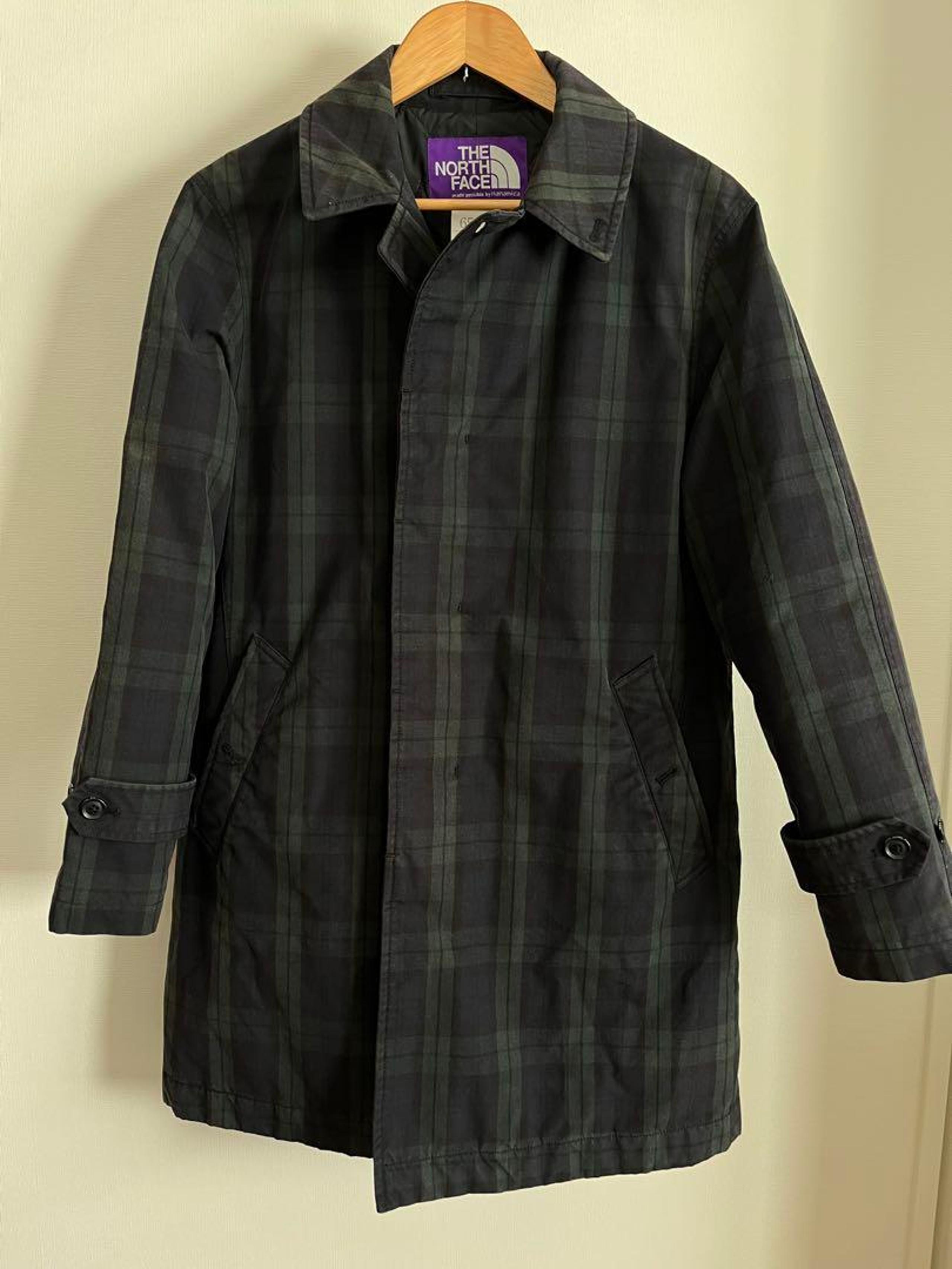 THE NORTH FACE Trench Coat Black Green Check M Size