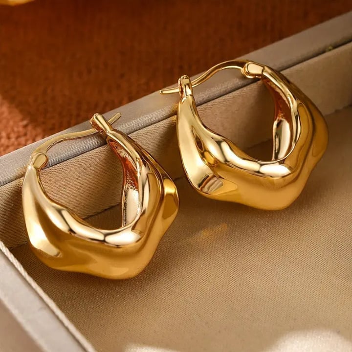 14K Gold Womens Small Chunky Hoop Earrings Ladies New 14 K Silver Hoops Jewelry
